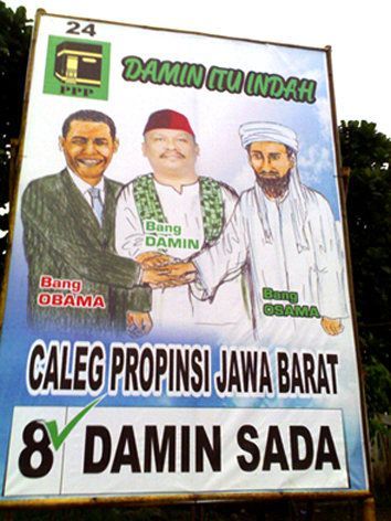 Caleg ini pasti canggih, bisa nemuin Obama sama Osama entah deh ada di mana!