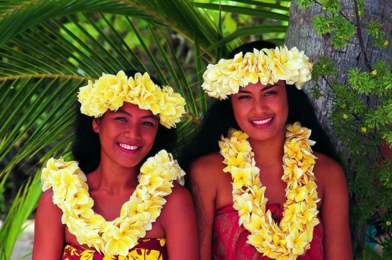 Girls with flowers on their heads