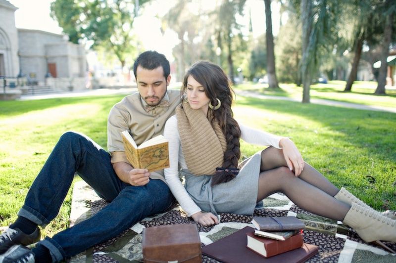 A couple and books