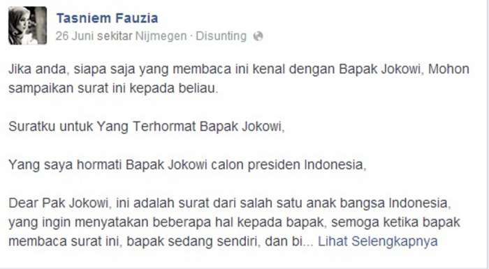 Surat terbuka dari putri Amien Rais ke Jokowi