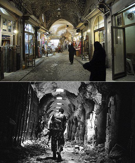 The Old Souq, Aleppo (2007 dan 2013). Corbis/Stanley Greene/Noor/Eyevine