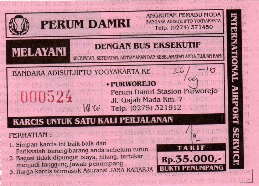 tiket bus Damri disimpen baik-baik