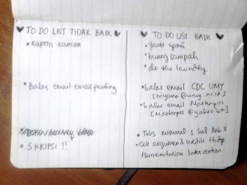 To do list yang baik vs yang tidak baik