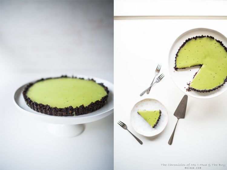 Matcha-oreo tart yang dingin dan lembut