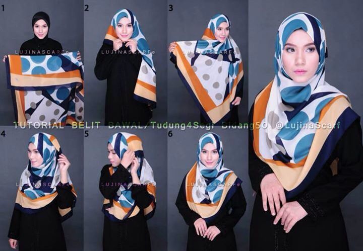 Tutorial syari dengan jilbab segi empat