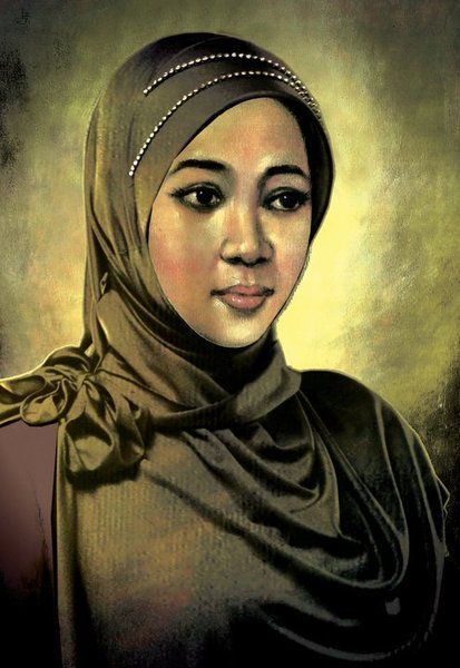 Coba kalau lukisan Kartini seperti ini, mungkin waktu hari Kartini kamu disuruh pakai baju muslim