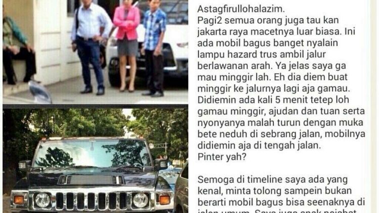 Hummer Hitam Lawan Arus Lalu Berhenti Dan Bikin Jalanan Tambah Macet