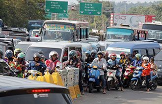 Titik macet di puteran Ciawi