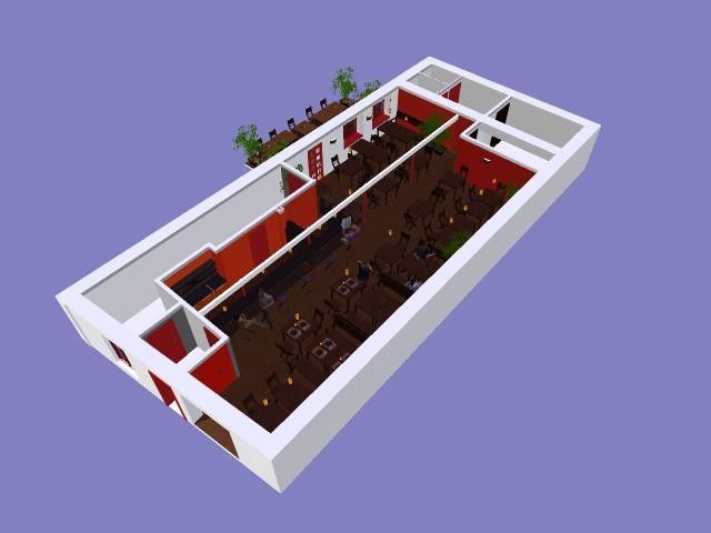 Desain 3D restorant atau cafe unik