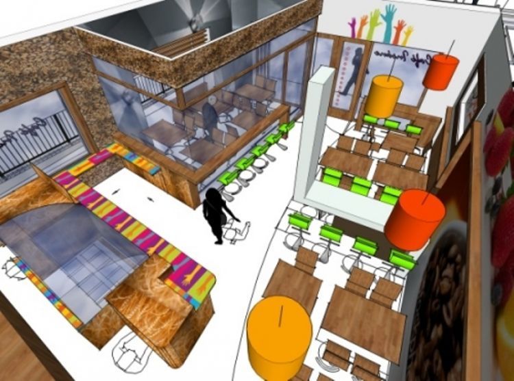 Desain 3D cafe atau restoran