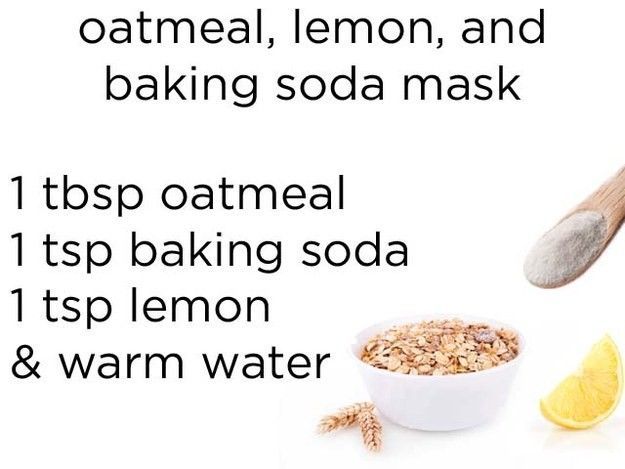 Masker dari oatmeal, baking soda, jus lemon, dan air hangat