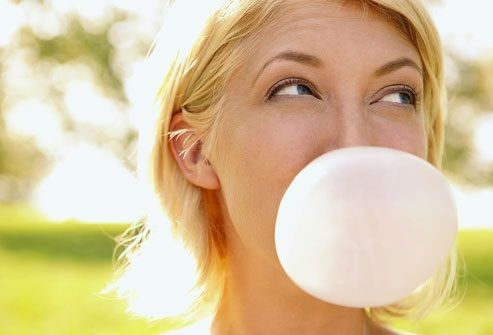 Blowing air exercise. Minus the bubble gum