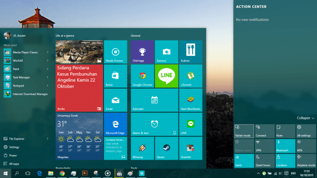 fitur dan kustomisasi windows 10