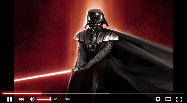 YouTube dengan tema Lightsaber