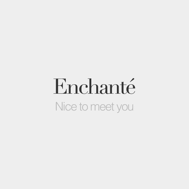 Enchanté(e) (read: Ongsyongte)