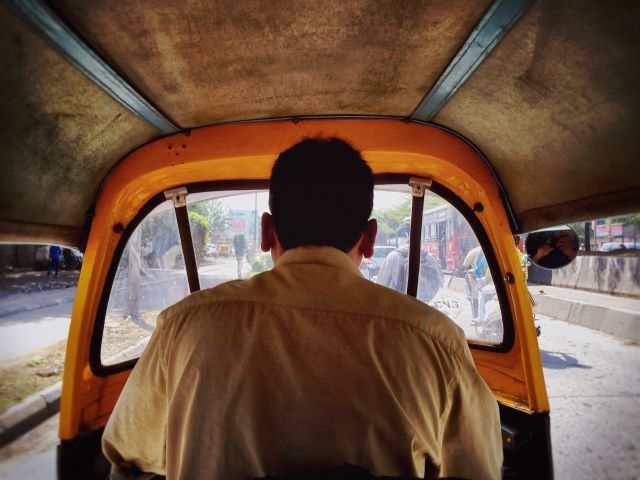 Inside a rickshaw