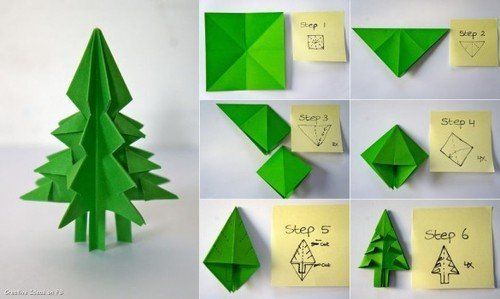 Pohon natal origami ini bisa menghias meja belajarmu