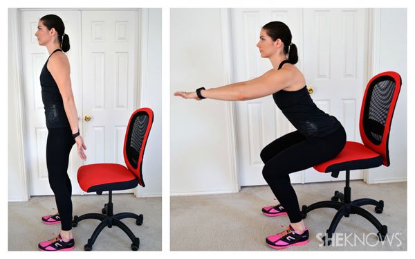 langkah-langkah chair squat