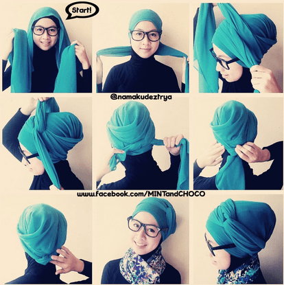 10 Gaya Hijab Segi  Empat  yang Beda Buat Pipi Chubby 