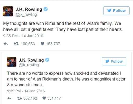 J.K. Rowling berduka juga