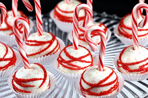 Candy cane cake pops