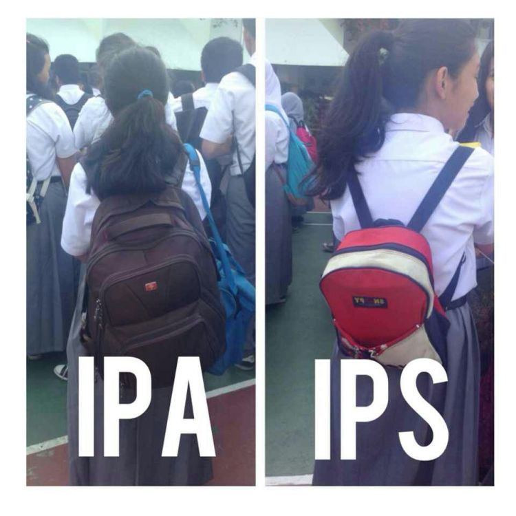 jangan dilihat dari tas kecil nan enteng yang pakai anak IPS, tapi juga kemampuan ya