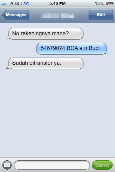 SMS ditransfer