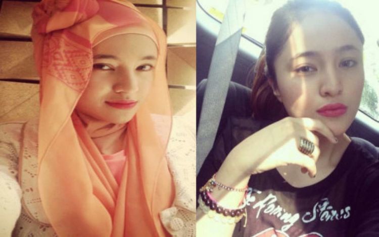 Hijab orange vs rambut pirang. Pilih yang mana?