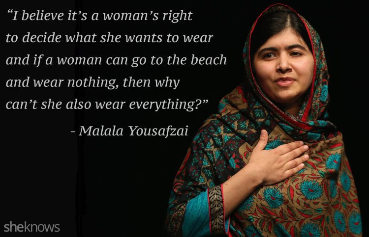 Malala mengungkapkan pendapatnya bahwa semua wanita memiliki hak yang sama.