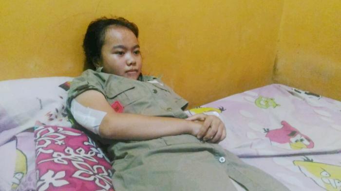 Nadila Eka Rahmawati (12), siswi kelas 6 SDN Randusari yang juga menjadi korban dari penyayatan.