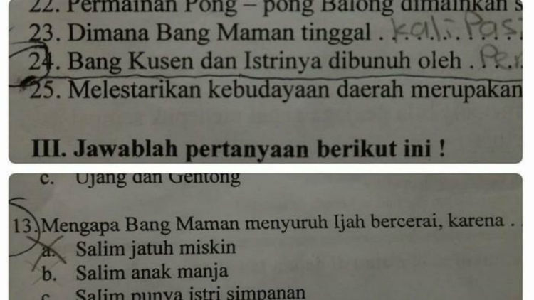 Wuaduh, Anak Kelas 2 SD Kok Dapat Soal Cerita Perceraian dan Pembunuhan di PR-nya?