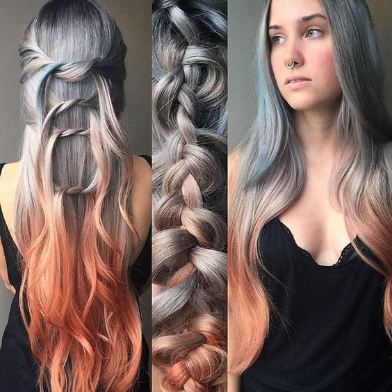 Silver and copper hair