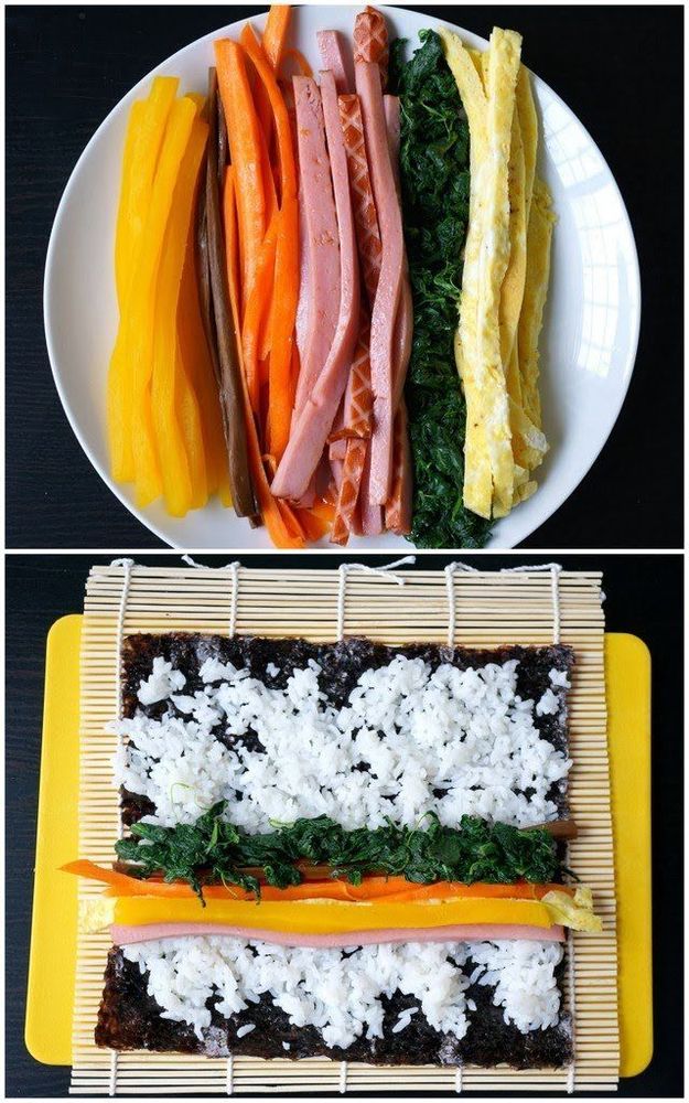 cara menata isi kimbap