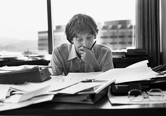 Bill Gates di kantor Bellevue-nya, tahun 1980