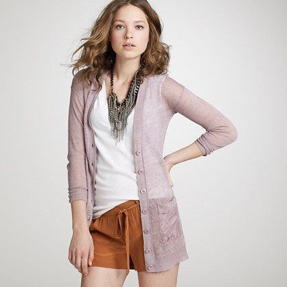 Cardigan berbahan linen via www.jcrew.com