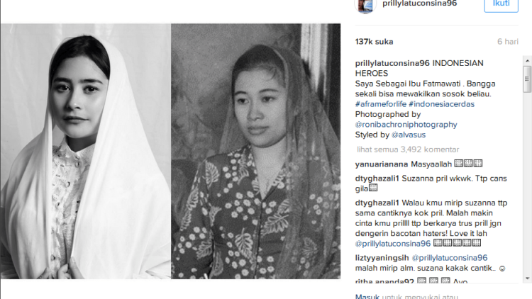 Niat Berfoto Ala Ibu Fatmawati Malah Dianggap Mirip Suzanna, Begini Nih Tanggapan Prilly Latuconsina