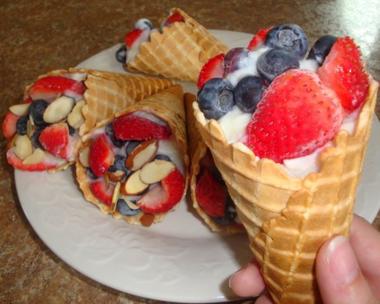 fruit waffle ice cream cone