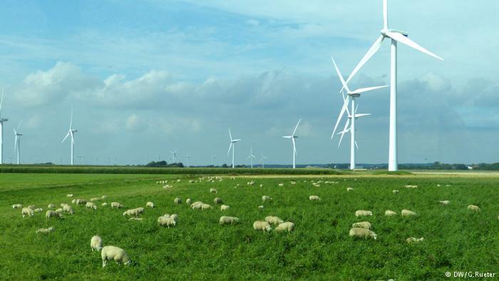 Taman energi angin di dekat perbatasan dengan Denmark.