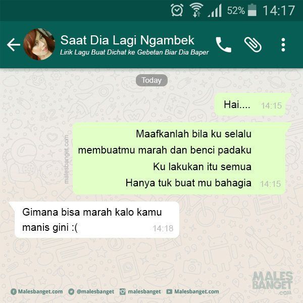 Lirik Lagu yang Bisa Kamu Pake Saat Chatting Sama Gebetan Biar Dia Baper