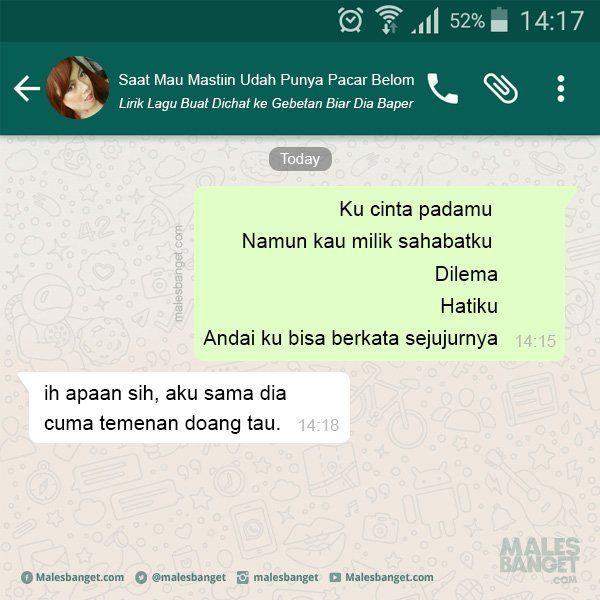 Lirik Lagu yang Bisa Kamu Pake Saat Chatting Sama Gebetan Biar Dia Baper