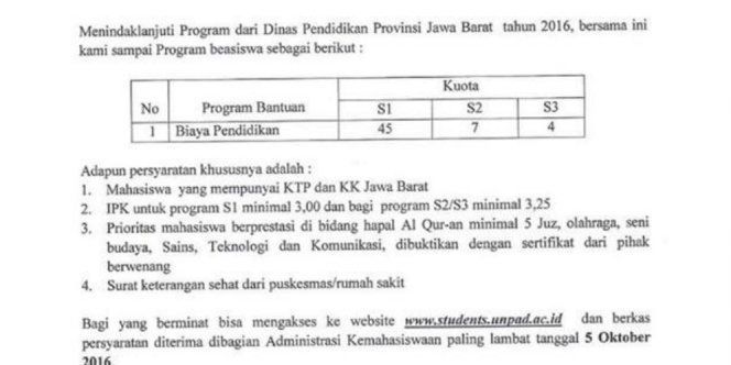 Beasiswa harus hafal quran