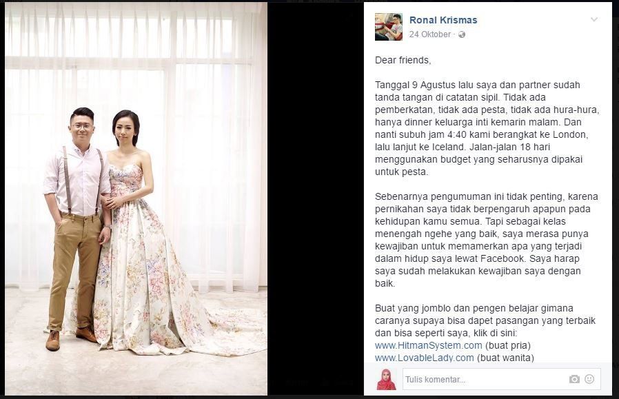 Berani Contek Ide Nikah Pasangan Ini? Abaikan Resepsi dan Memilih Bulan Madu ke Eropa Bareng Istri