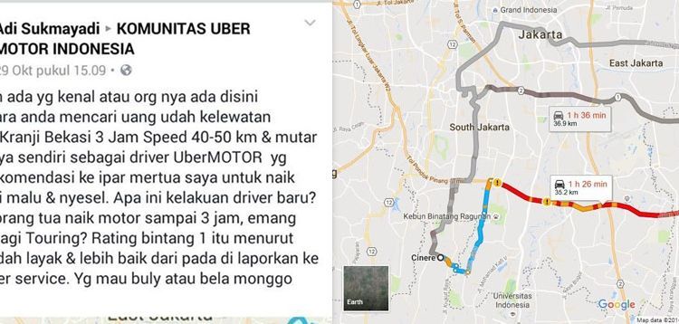 Ngiranya Sampai Kranji (Bekasi) 30 Menit, Ternyata 3 Jam. Pelanggan Ojek Online Ini Pun Marah-Marah