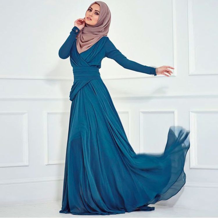 elegant-long-sleeved-long-chiffon-ruffles-font-b-turquoise-b-font-dresses-evening-dress-for-muslim