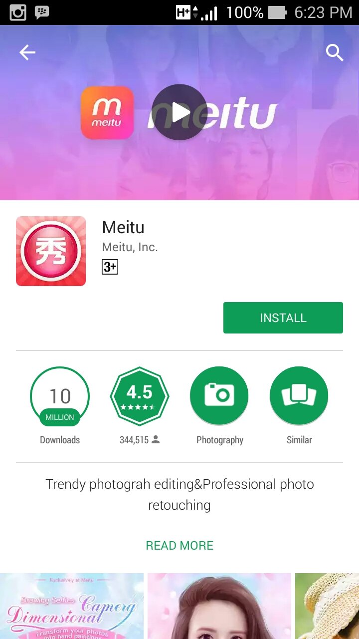 Install aplikasi Meitu