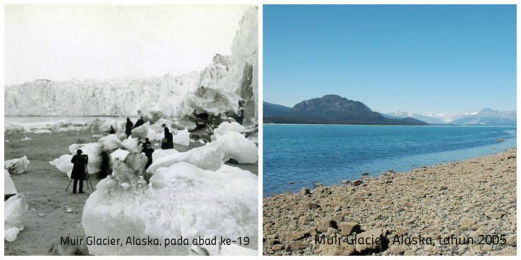 Perbedaan Muir Glacier di Alaska