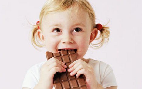 Girl eat chocolate