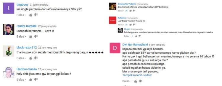 Komentar netizen tentang lagu Emo SBY ini