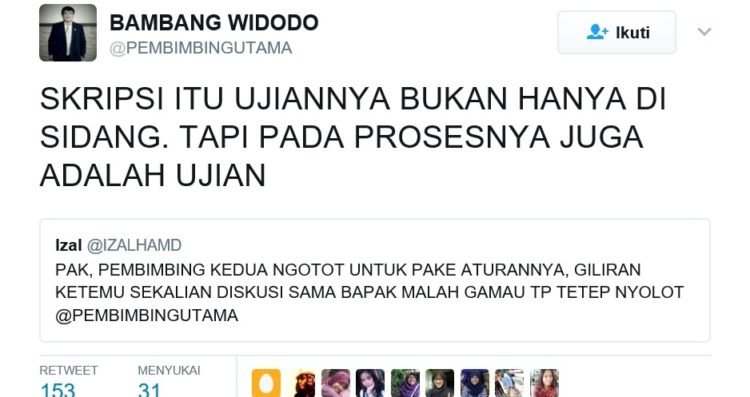 Ini Akun @PEMBIMBINGUTAMA Beneran Dosen Pembimbing yang Punya? Twit-Twitnya Bijak Tapi Sungguh Kocak