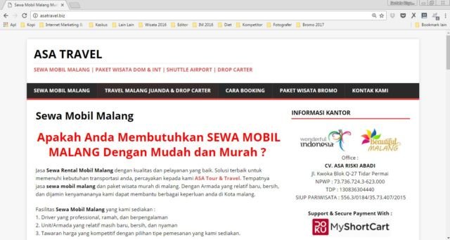 Contoh website travel